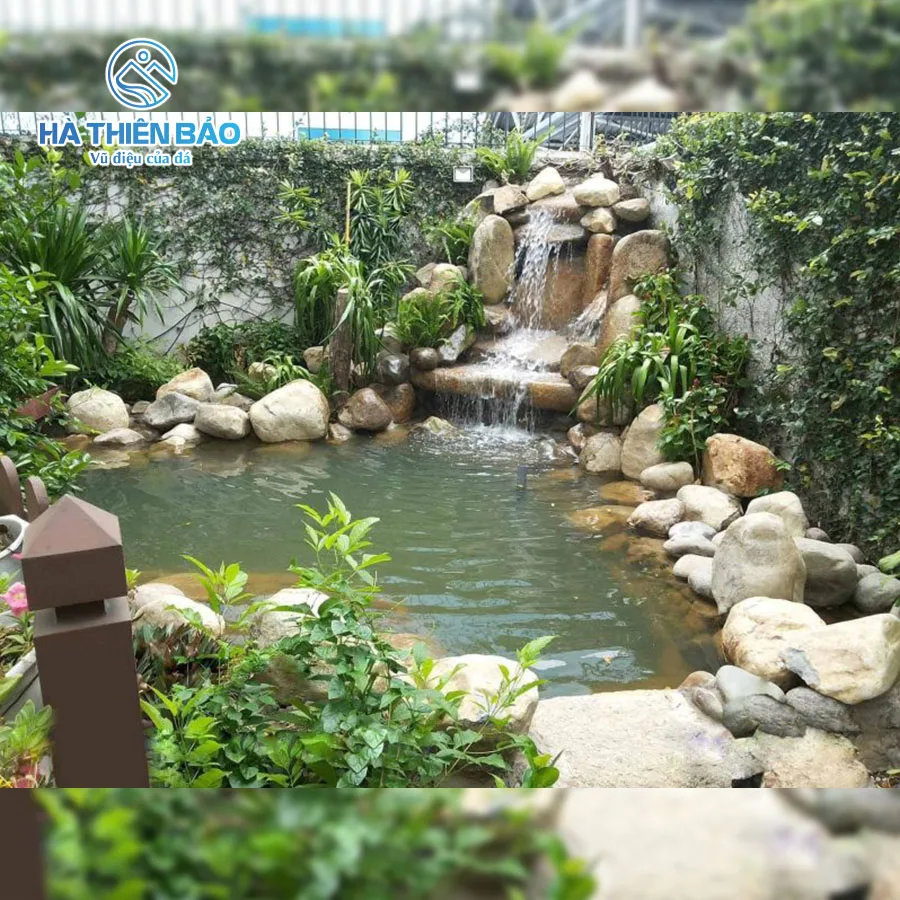Làm hòn non bộ, thác nước bằng đá cuội